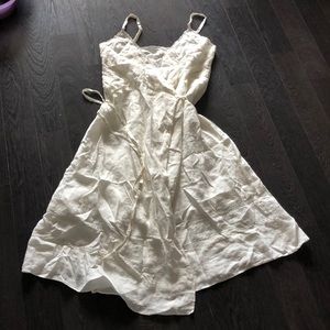 Aritzia Wilfred White Linen Wrap Dress